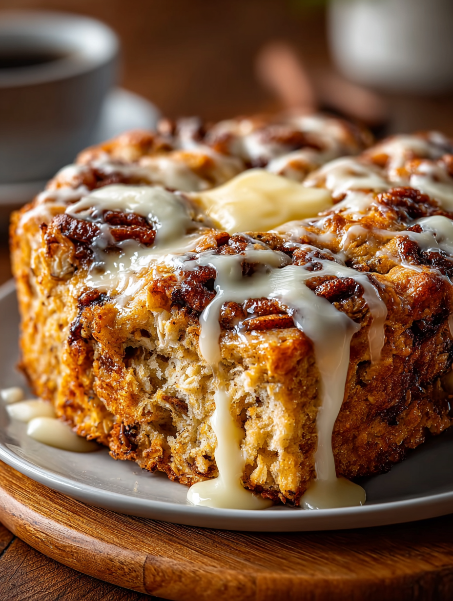 Cinnamon Roll Baked Oatmeal preparation