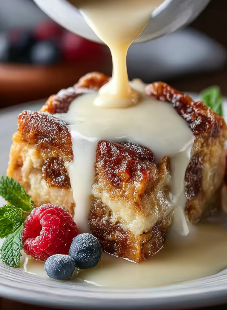 Decadent Old Fashioned Bread Pudding With Vanilla Sauce Bliss
