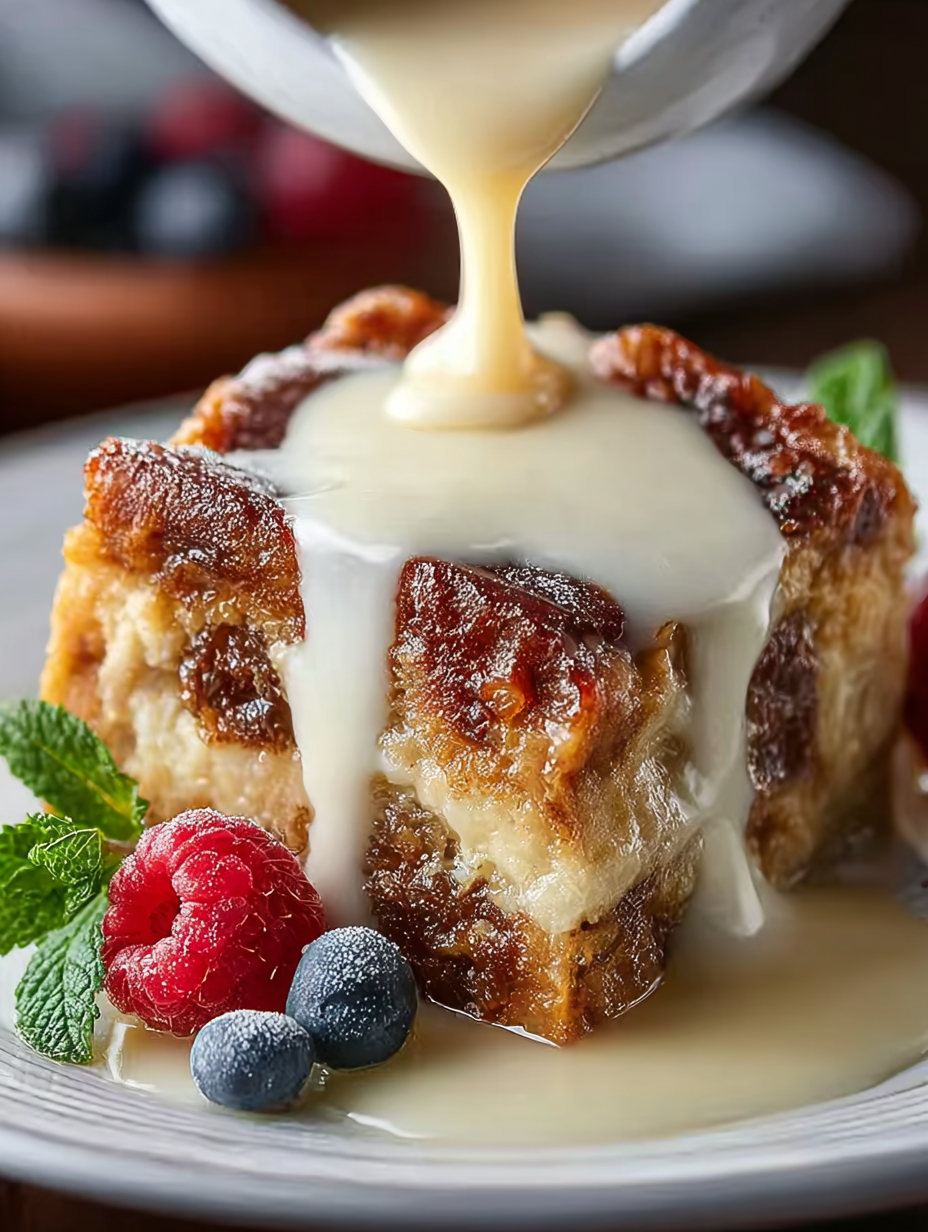 Decadent Old Fashioned Bread Pudding With Vanilla Sauce B…