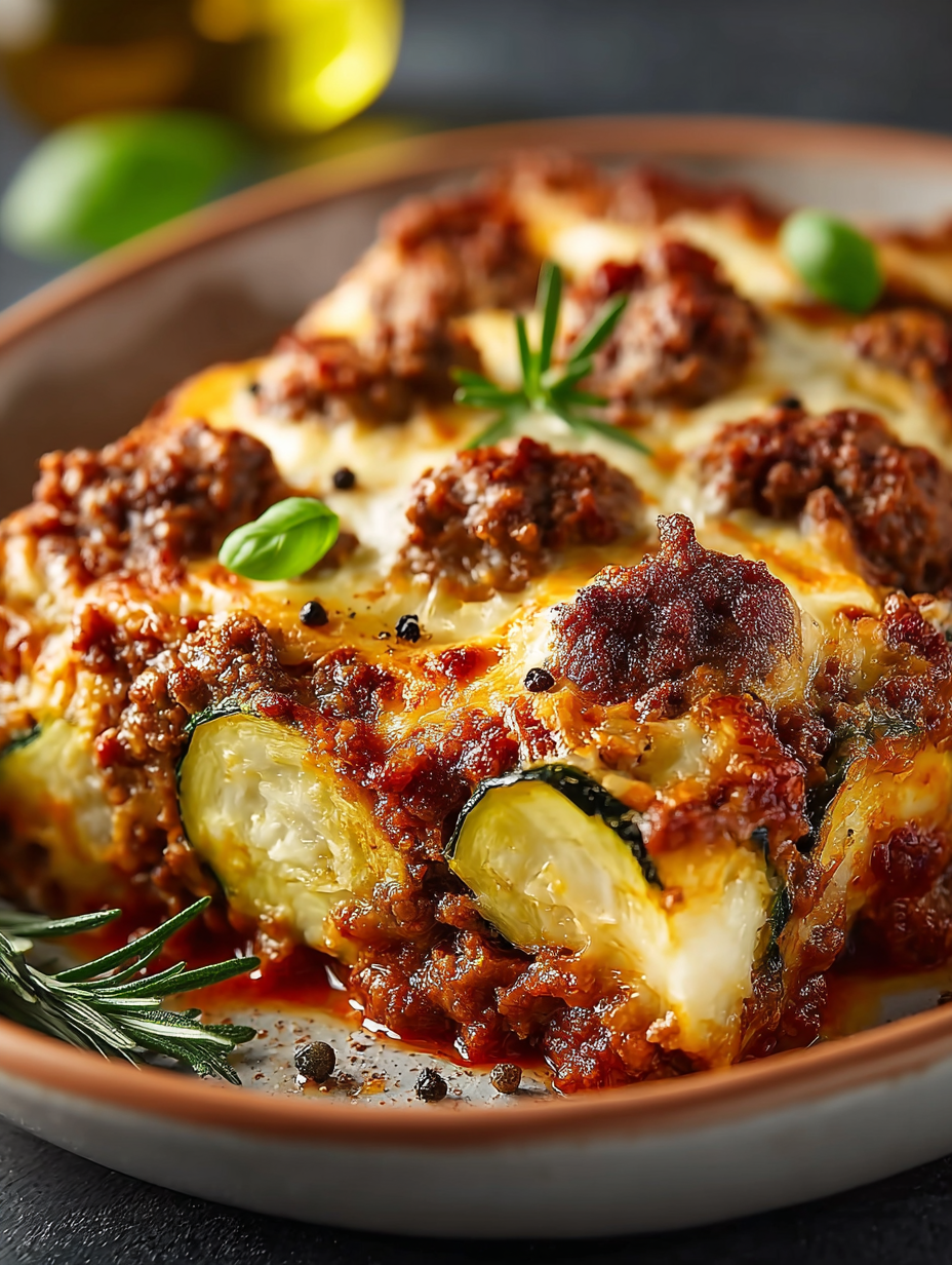Ground Beef and Zucchini Casserole preparation