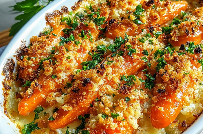 Irresistible Carrots Au Gratin With a Spicy Crunch Topping