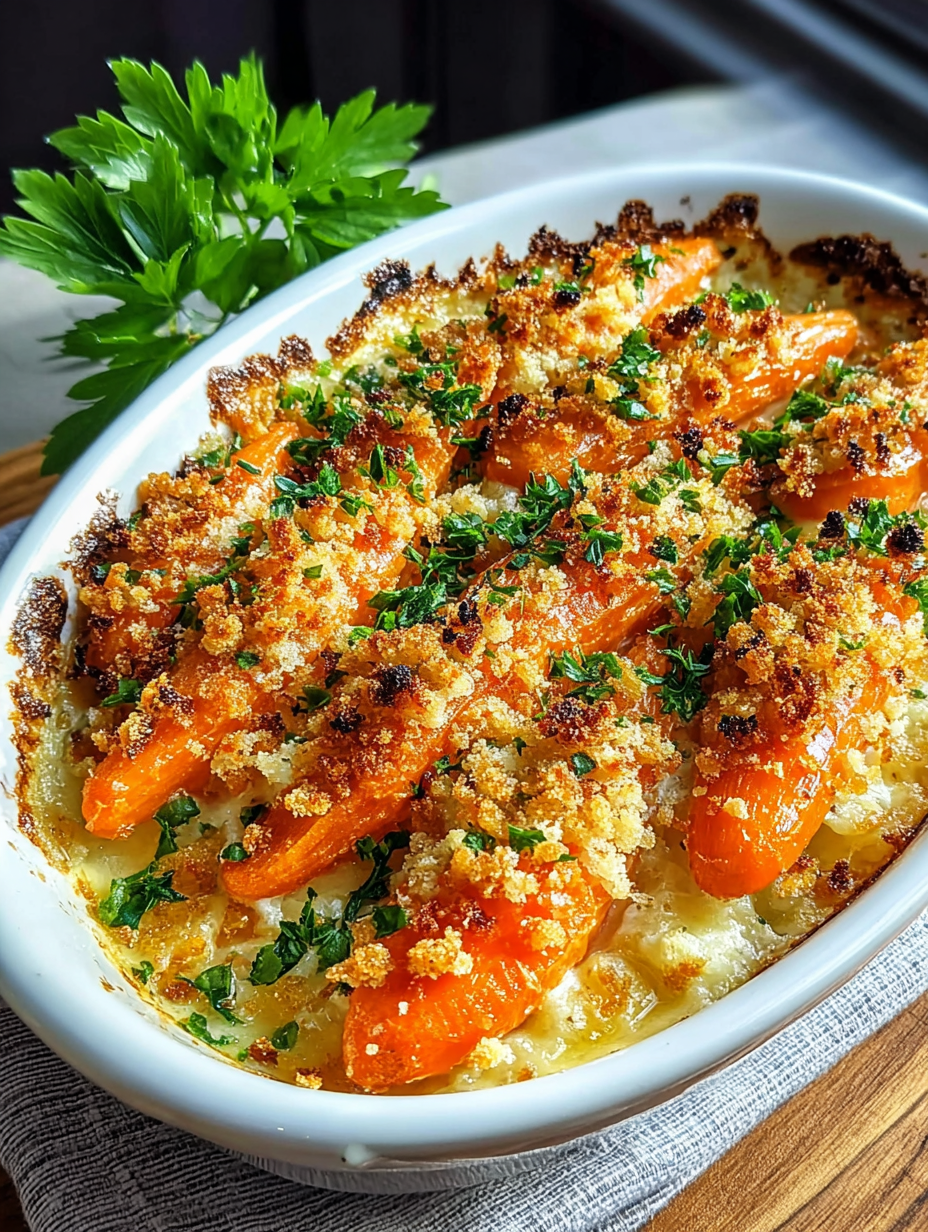 Irresistible Carrots Au Gratin With a Spicy Crunch Toppin…