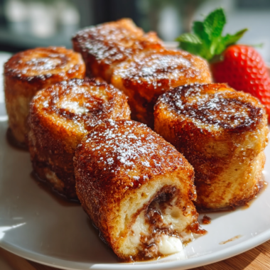 Sweet Nutella Stuffed French Toast Roll Ups