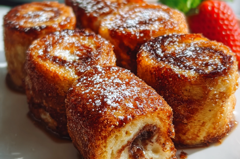 Sweet Nutella Stuffed French Toast Roll Ups